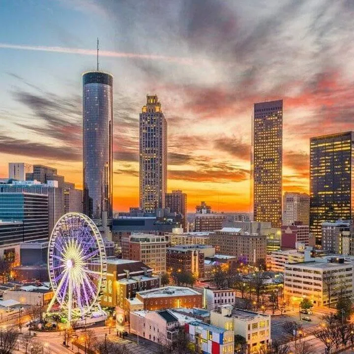 Sunset at the city of Atlanta Skyline